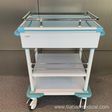 Hospital Steel Artificial Marble 2-Drawer I.V. Trolley